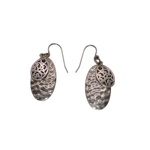 Silver Tone Hammered Dangle Earrings Everyday Style